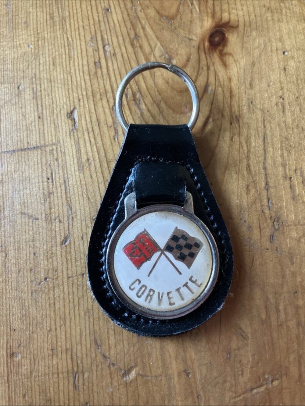 Vintage CORVETTE RACE FLAGS Key Chain Ring Fob